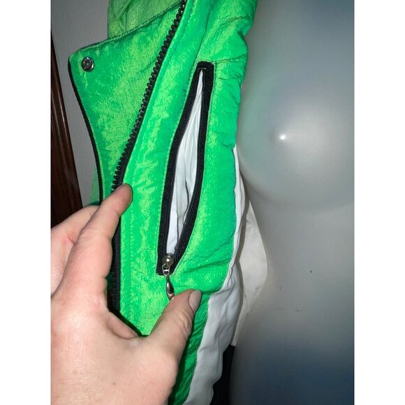 Vintage Nils Neon Green Womens Ski Jacket Size 10 Warm Retro Style With Zipper P - Picture 6 of 10